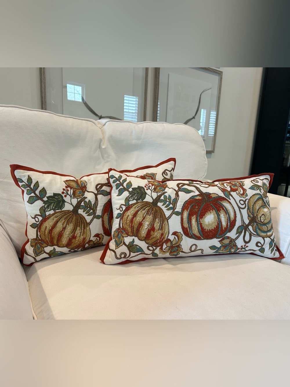 Southern Living linen embroidered Pillows